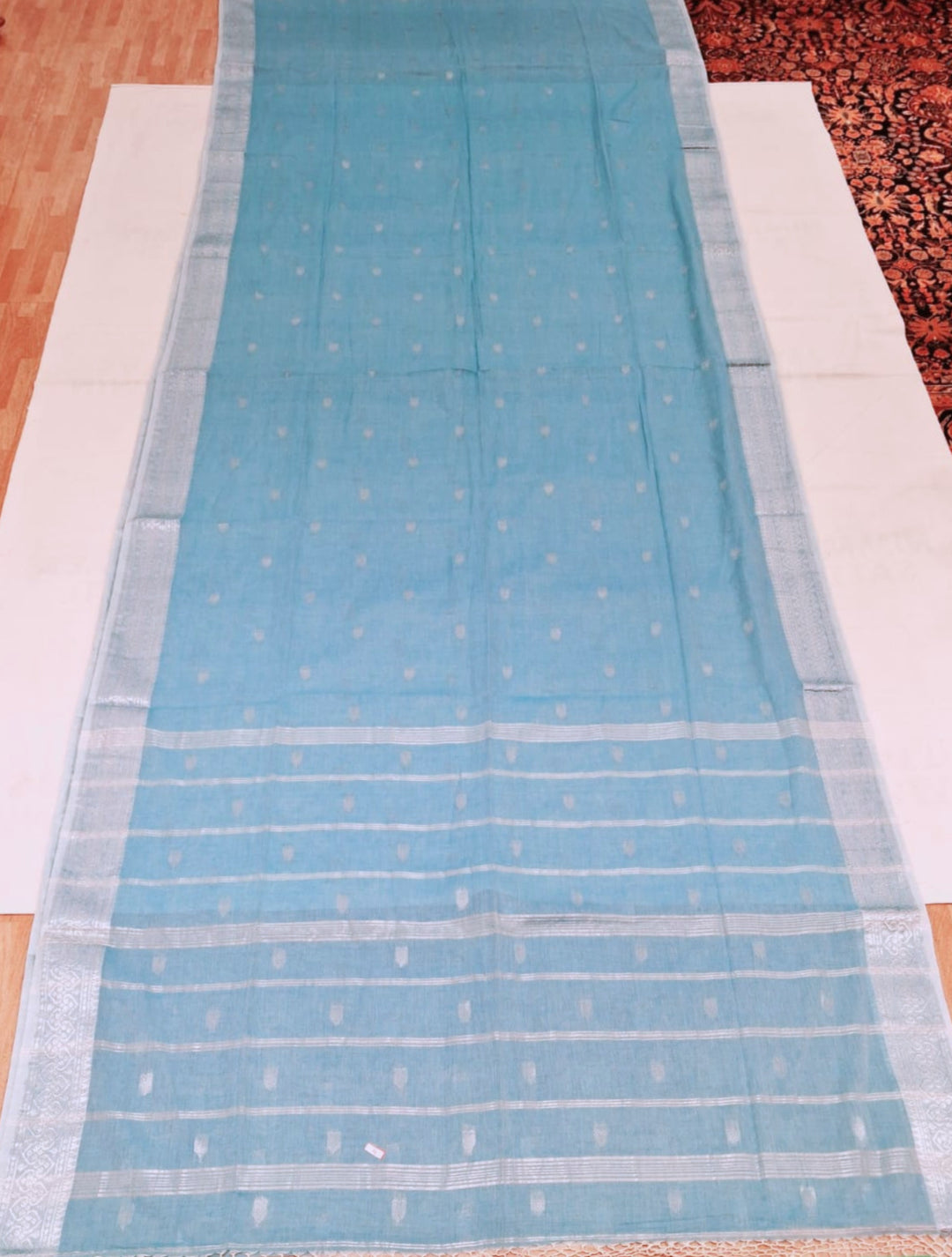 Ice Blue Cotton Saree