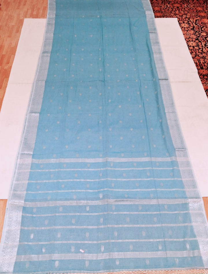 Ice Blue Cotton Saree
