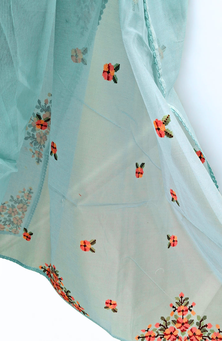 Powder Blue Kota Doria Saree