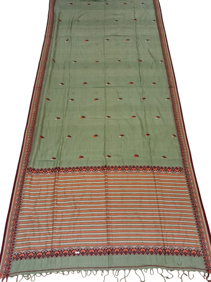 Sage green cotton kota saree