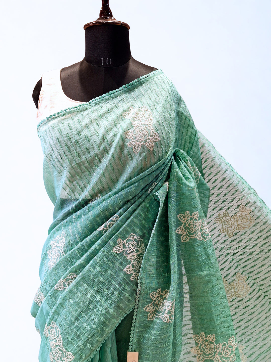 Sea green kota doria saree