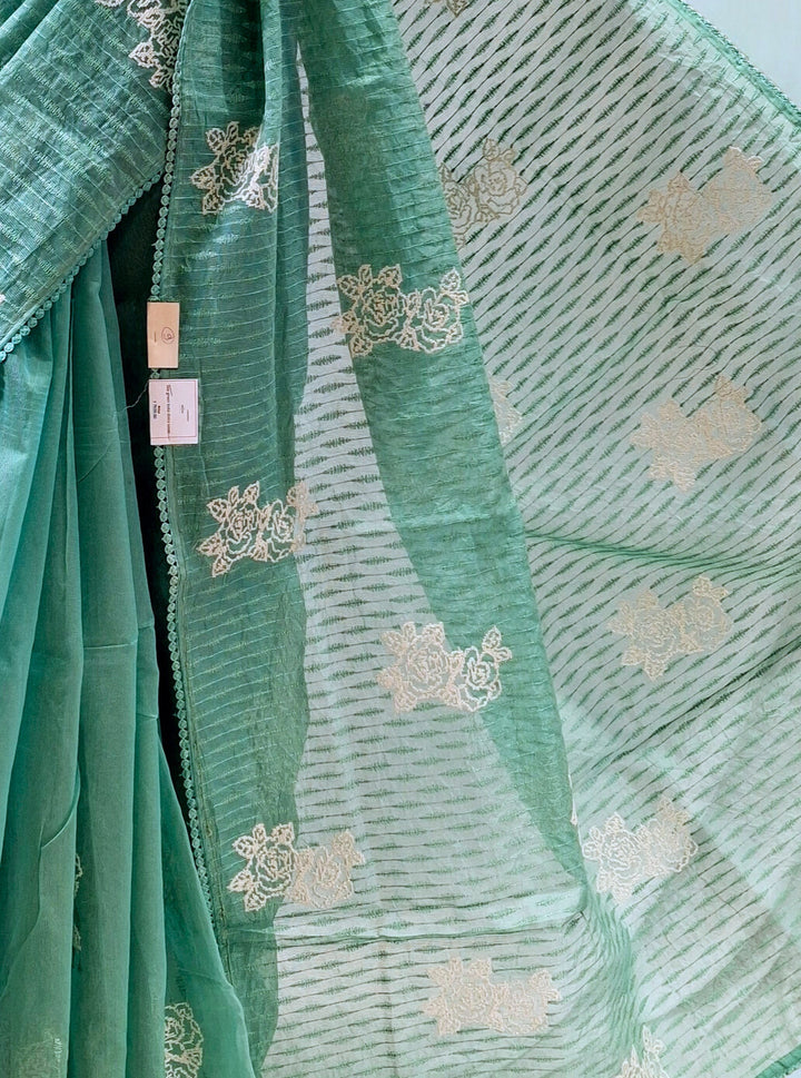 Sea green kota doria saree