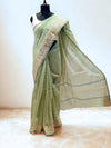 Soft sage green kota doria saree