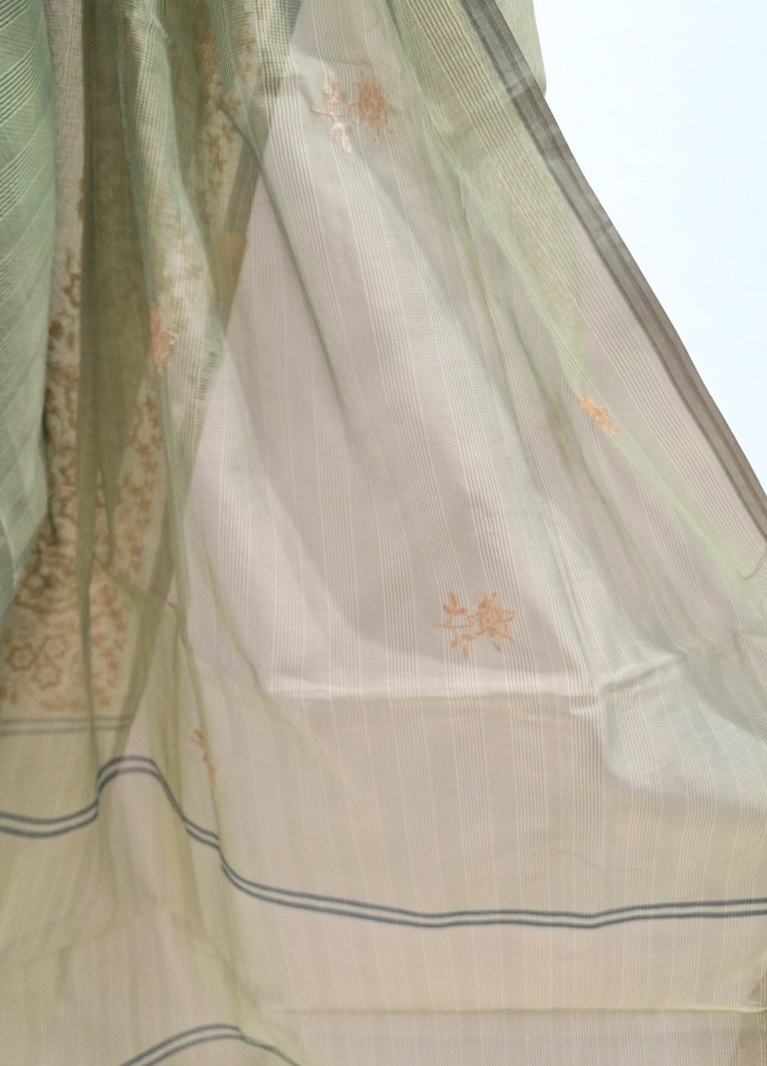 Soft sage green kota doria saree