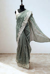 Muted sage green kota doria saree