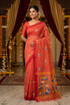 Peach cotton silk hand dhakai saree