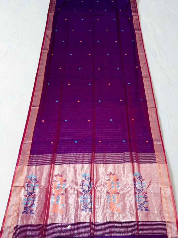 Purple dhakai cotton saree