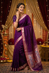 Purple dhakai cotton saree