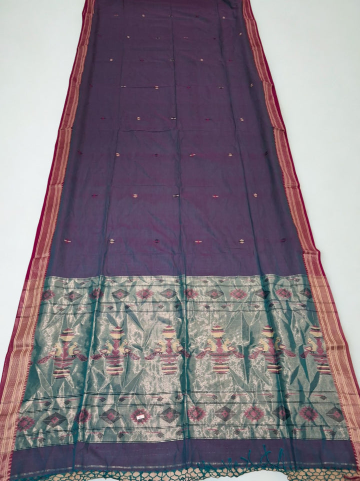 Purple cotton dhakai saree
