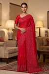 Red Cotton Kantha Work Saree
