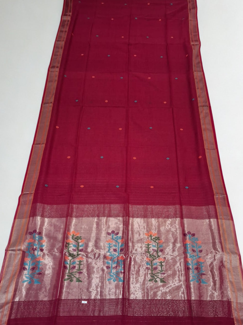 Red Dhakai Cotton Silk Saree