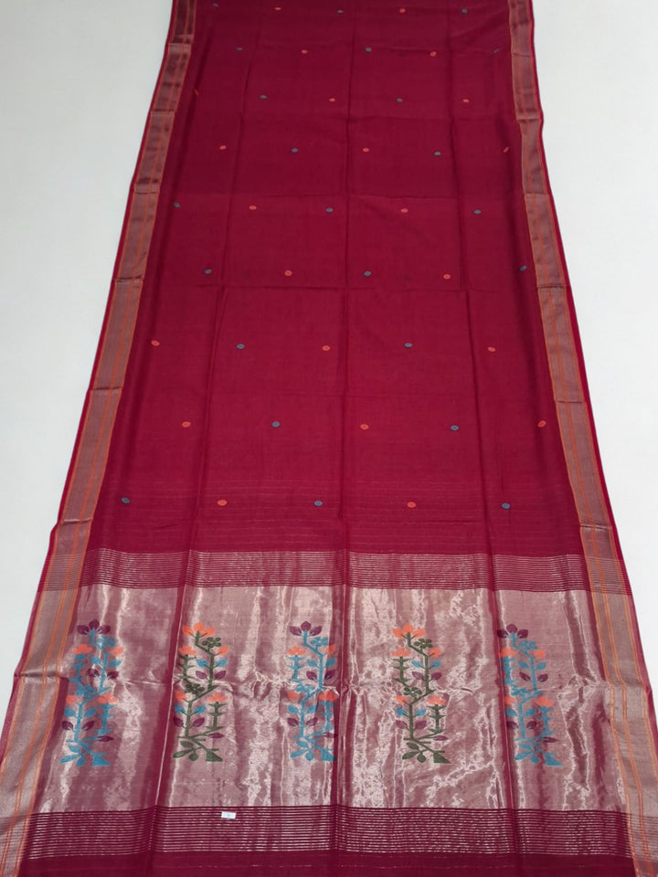 Red Dhakai Cotton Silk Saree