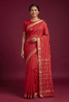 Red Cotton Dhakai Saree