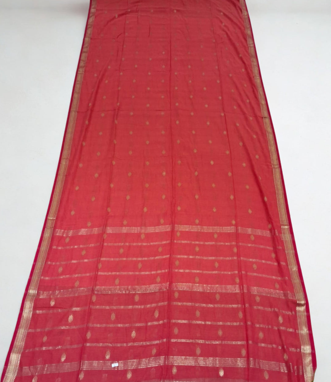 Red Cotton Dhakai Saree