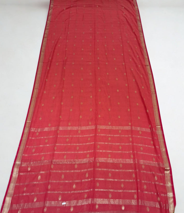 Red Cotton Dhakai Saree