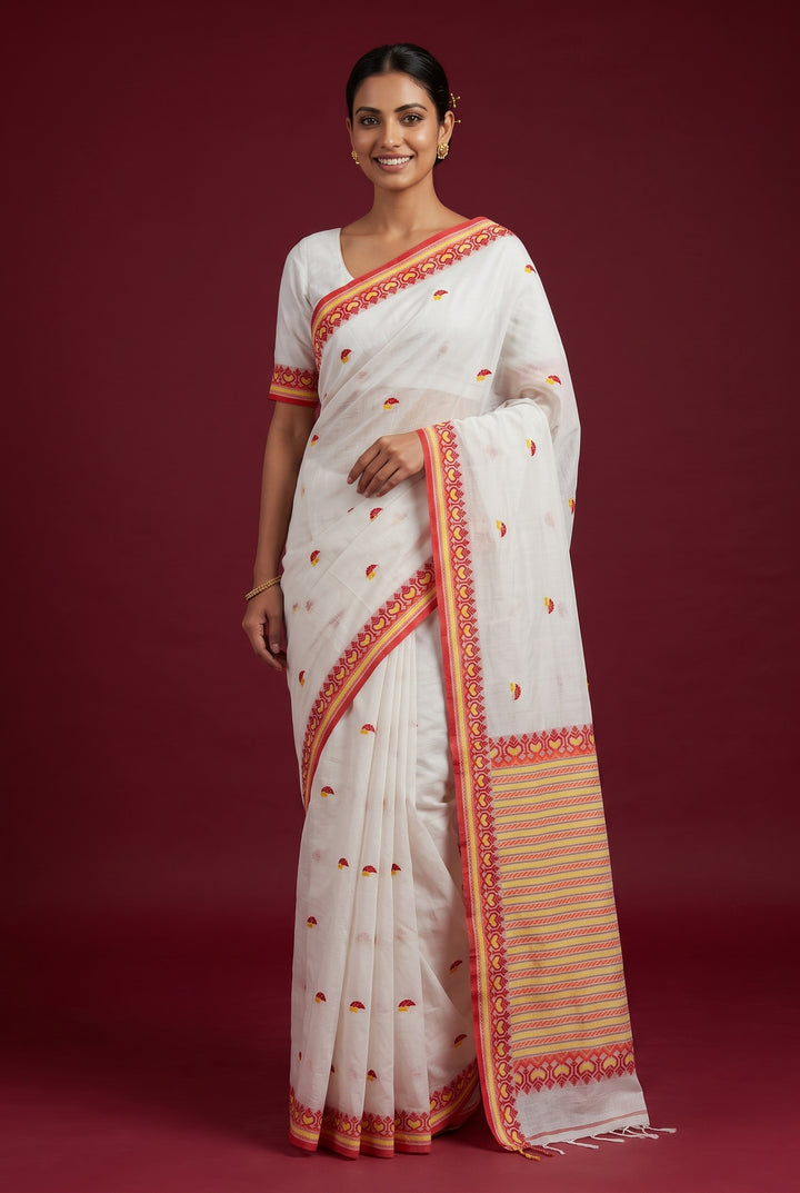 Off-white Cotton Kota Saree