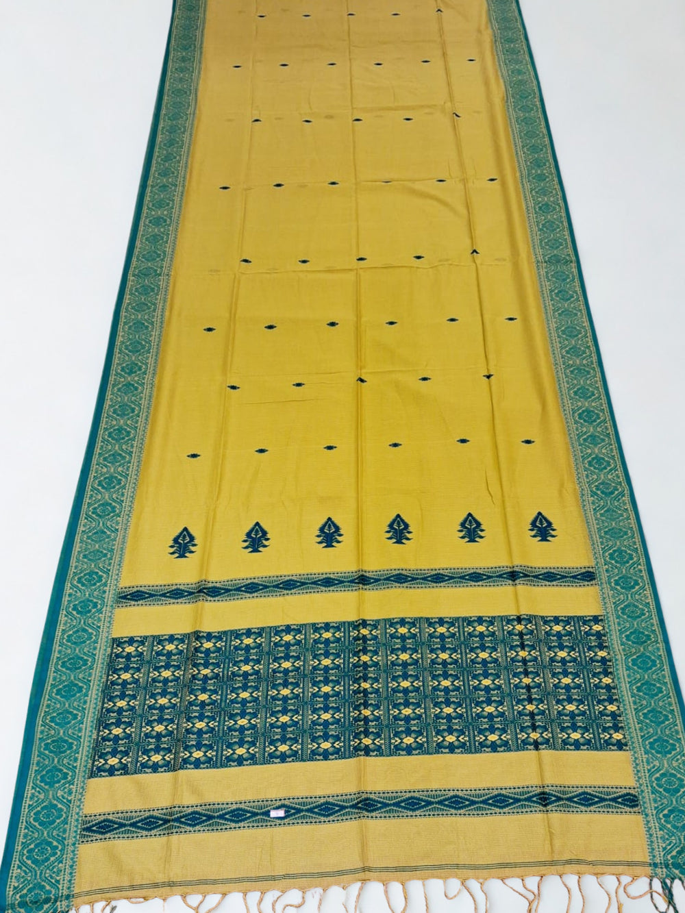 Yellow Cotton Dhakai Saree