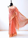 Peach pink kota doria saree