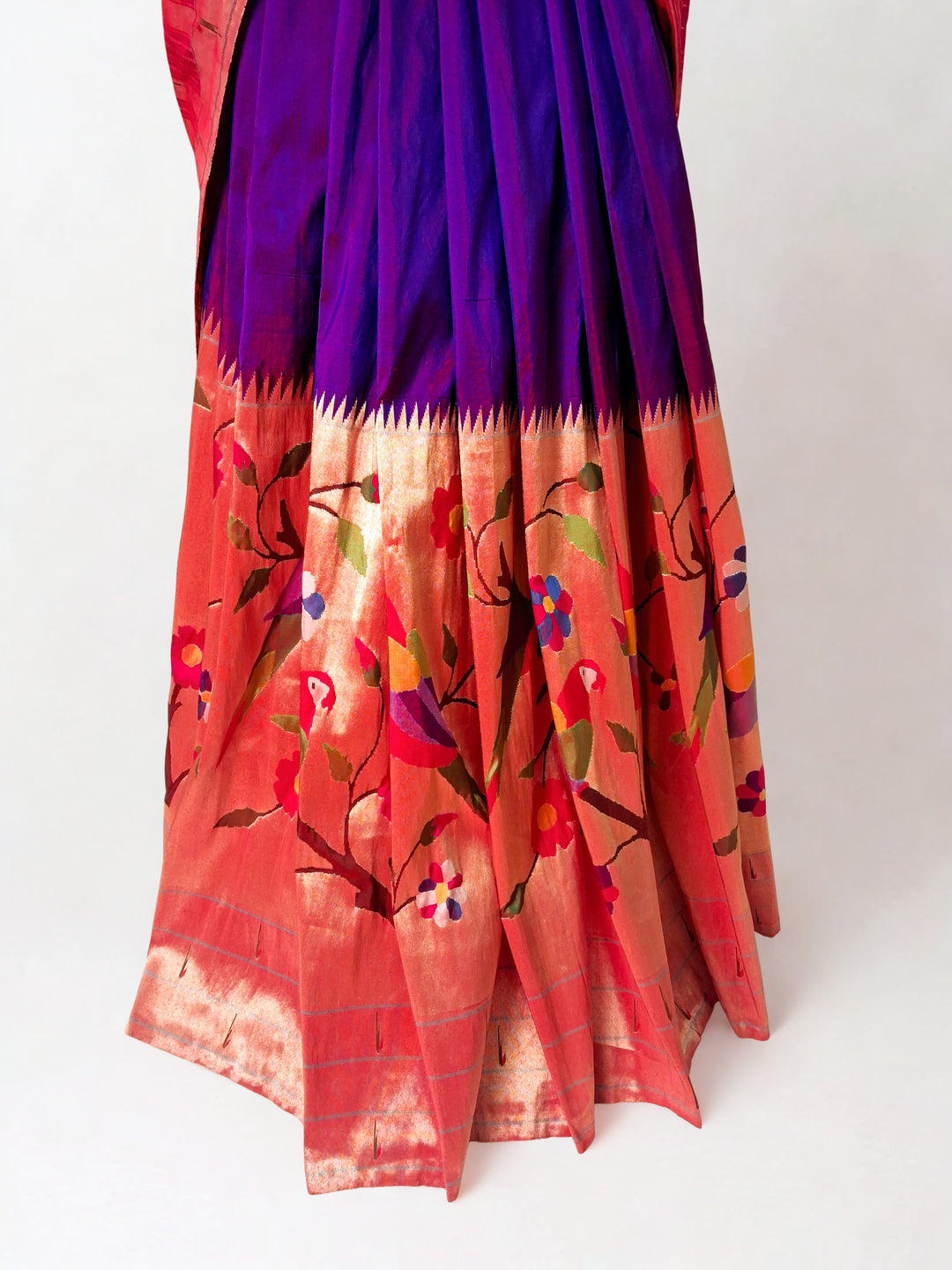 Purple silk paithani lehenga