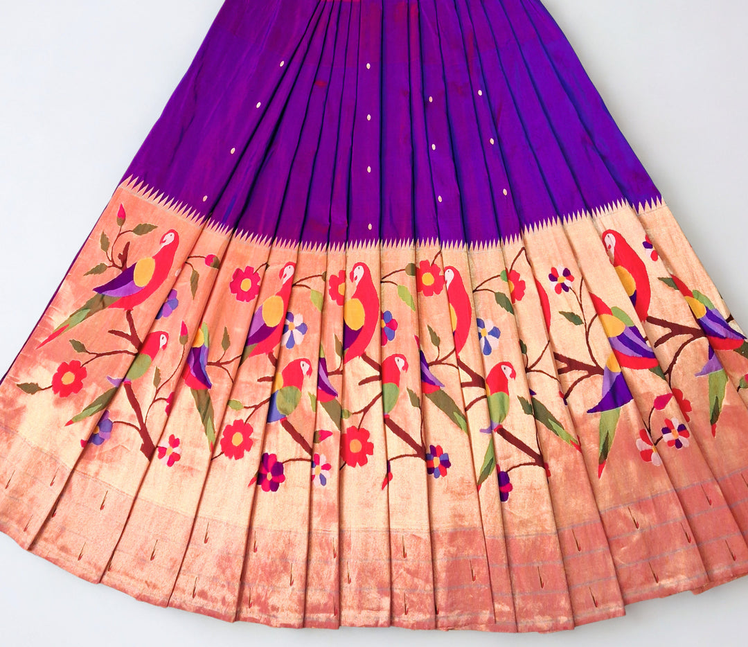 Purple silk paithani lehenga