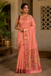 Dual-tone peach pink silk paithani saree