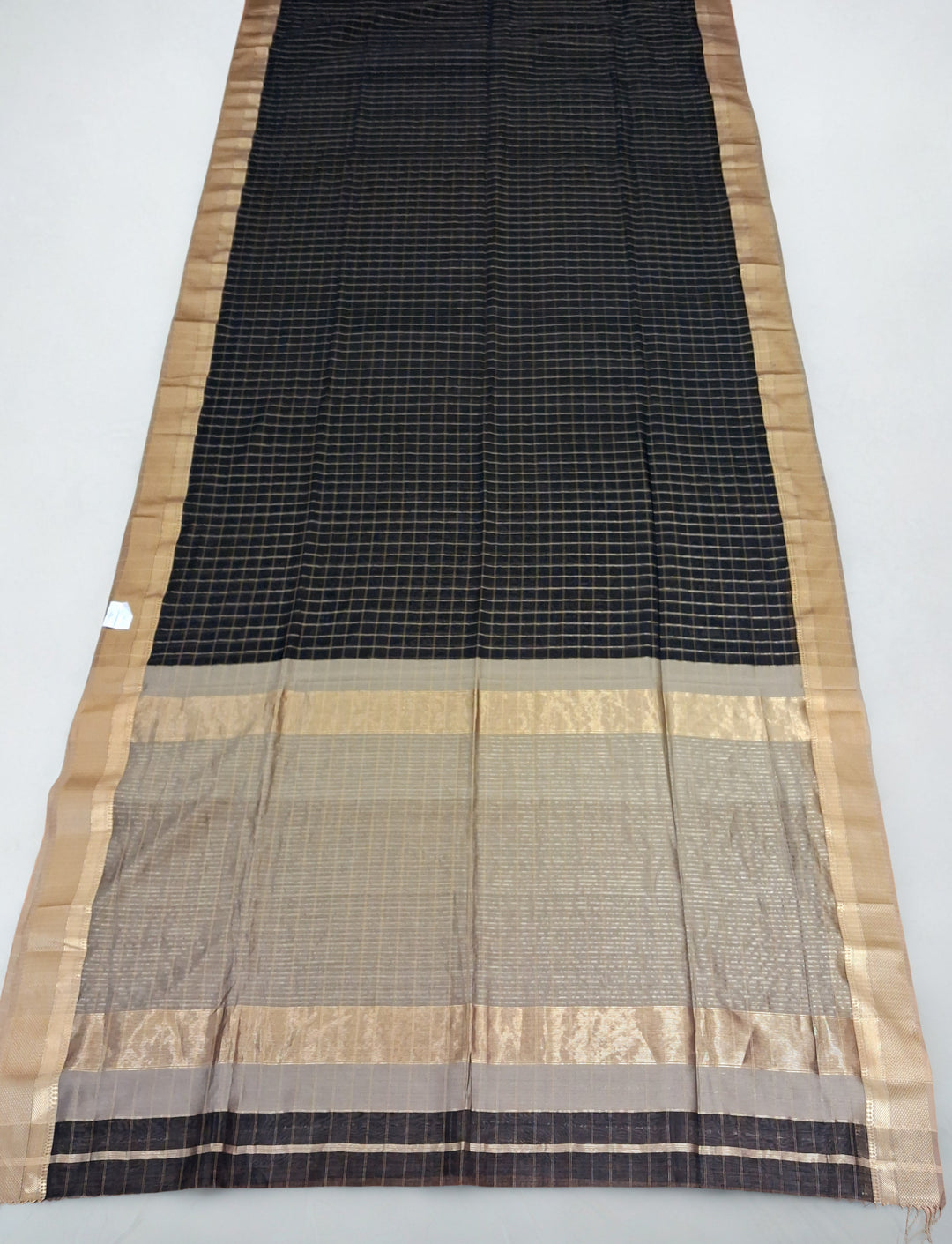 Black checks maheshwari saree