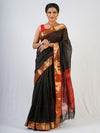 Black Checks Cotton Silk Maheshwari Saree