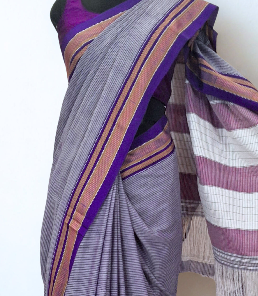Purple cotton saree