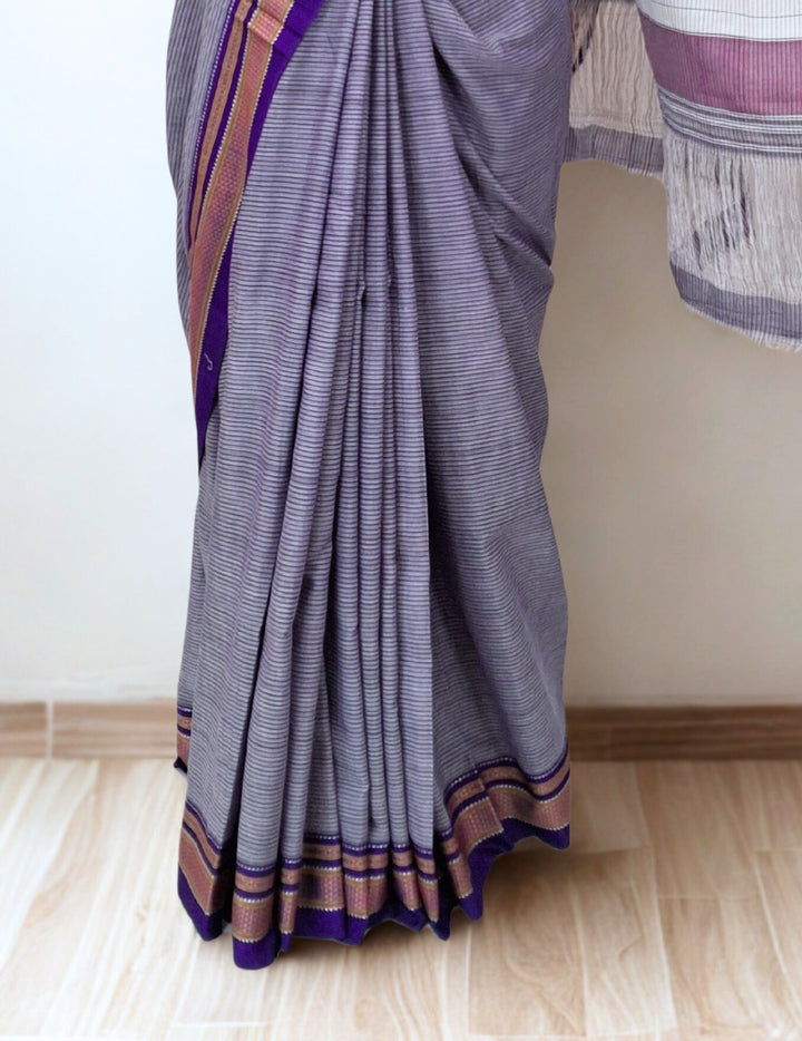 Purple cotton saree