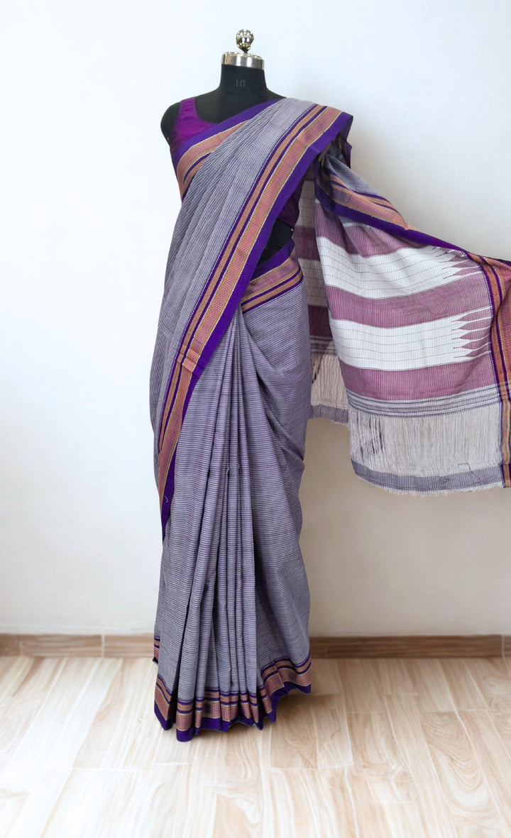 Purple cotton saree