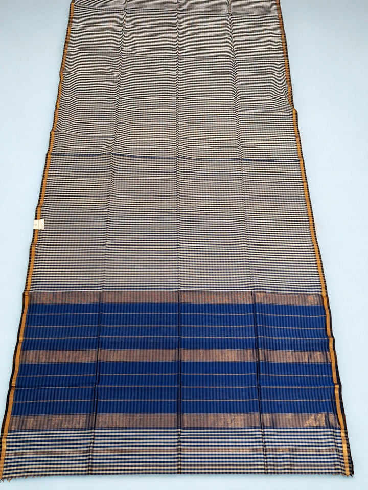 Blue checks maheshwari saree