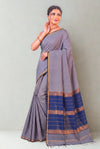 Blue checks maheshwari saree