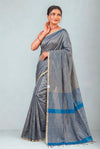 Steal grey tissue maheshwari saree