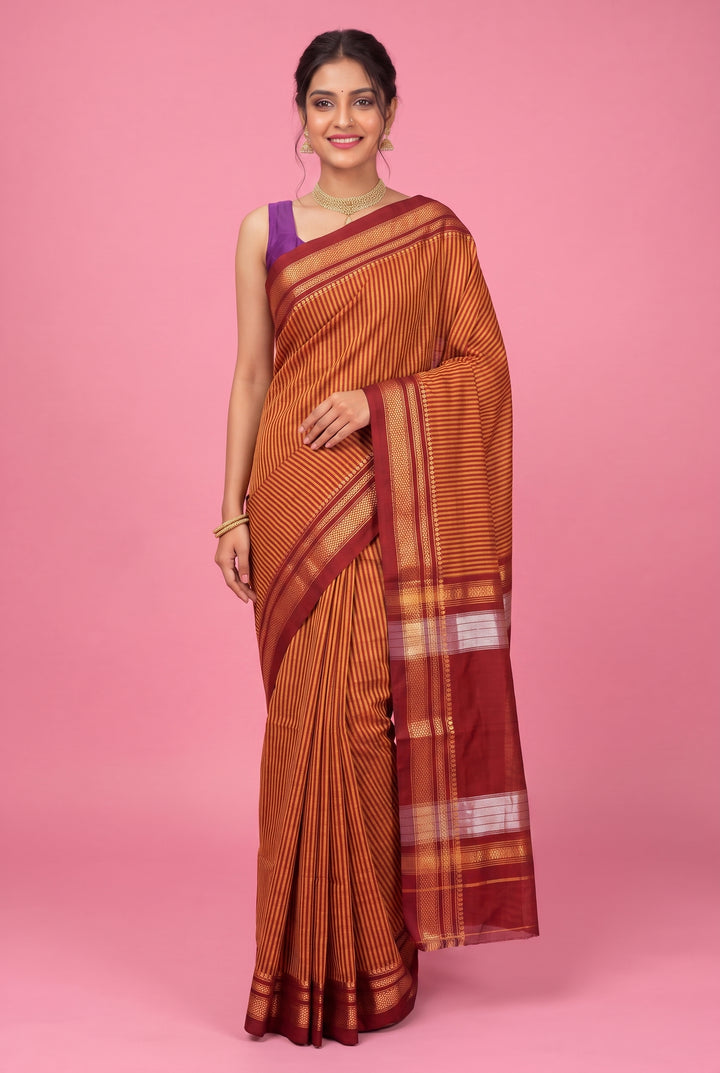 Moss Green Checks Cotton Saree
