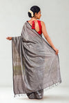 Metallic silver tissue maheshwari saree