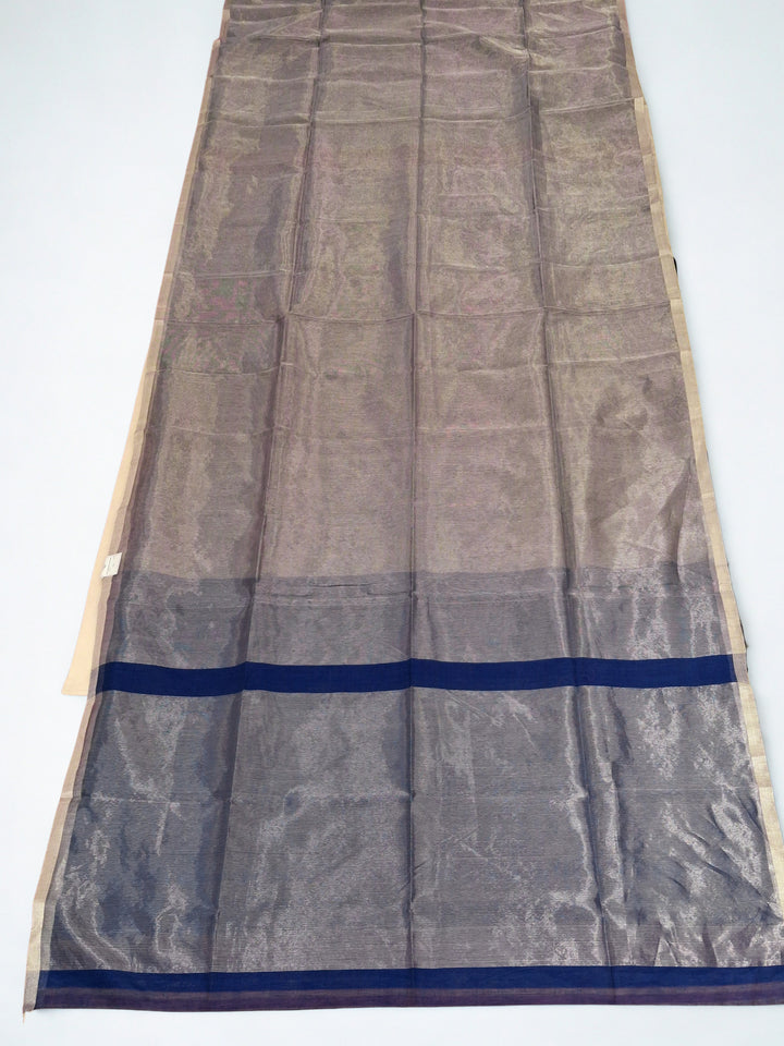 Silver grey tissue maheshwari saree