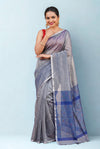 Silver grey tissue maheshwari saree