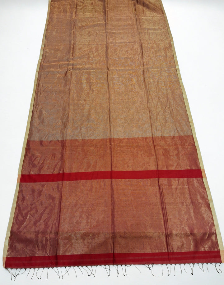 Earthy orange tissue maheshwari saree