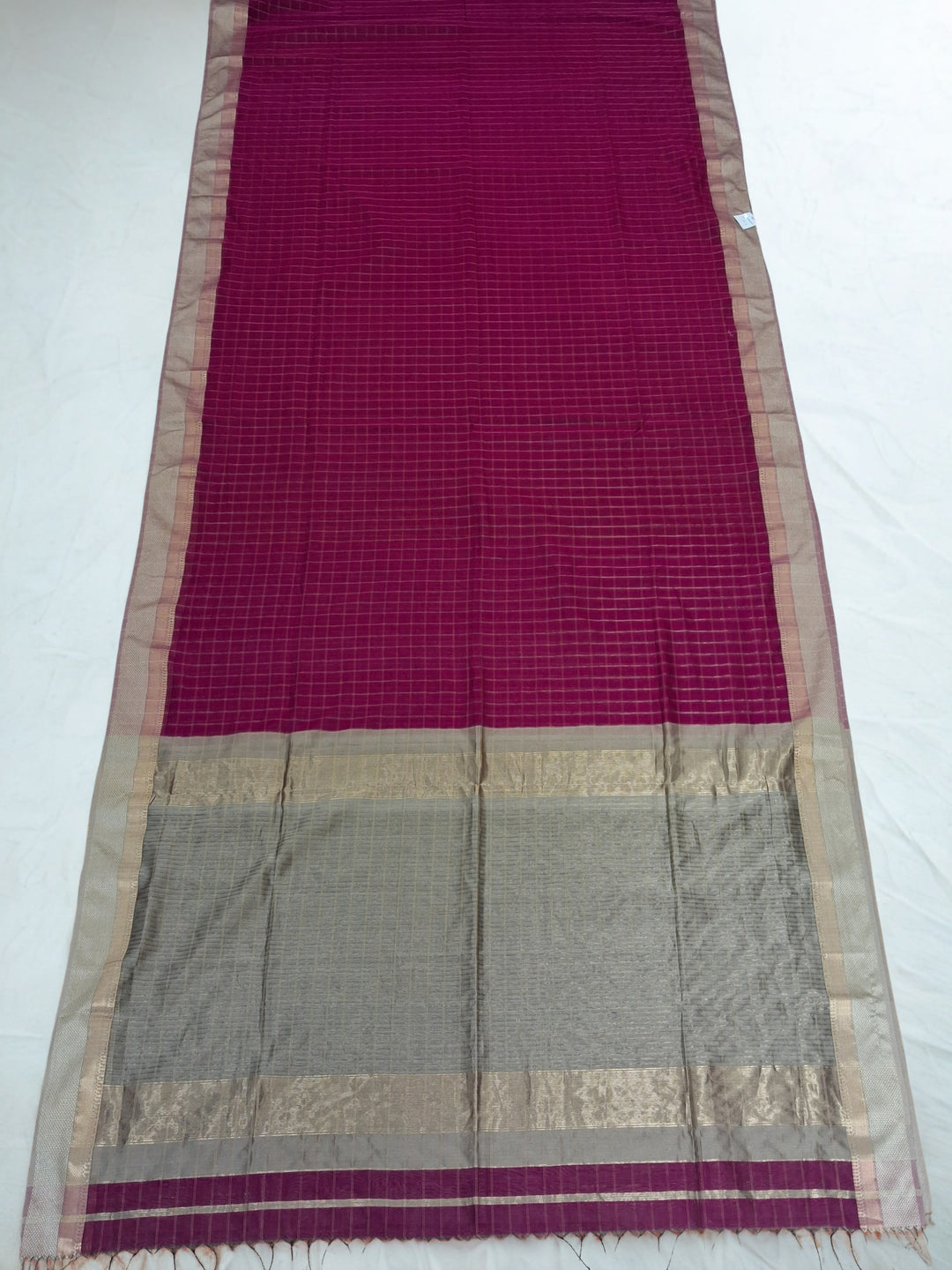 Wine checks maheshwari saree