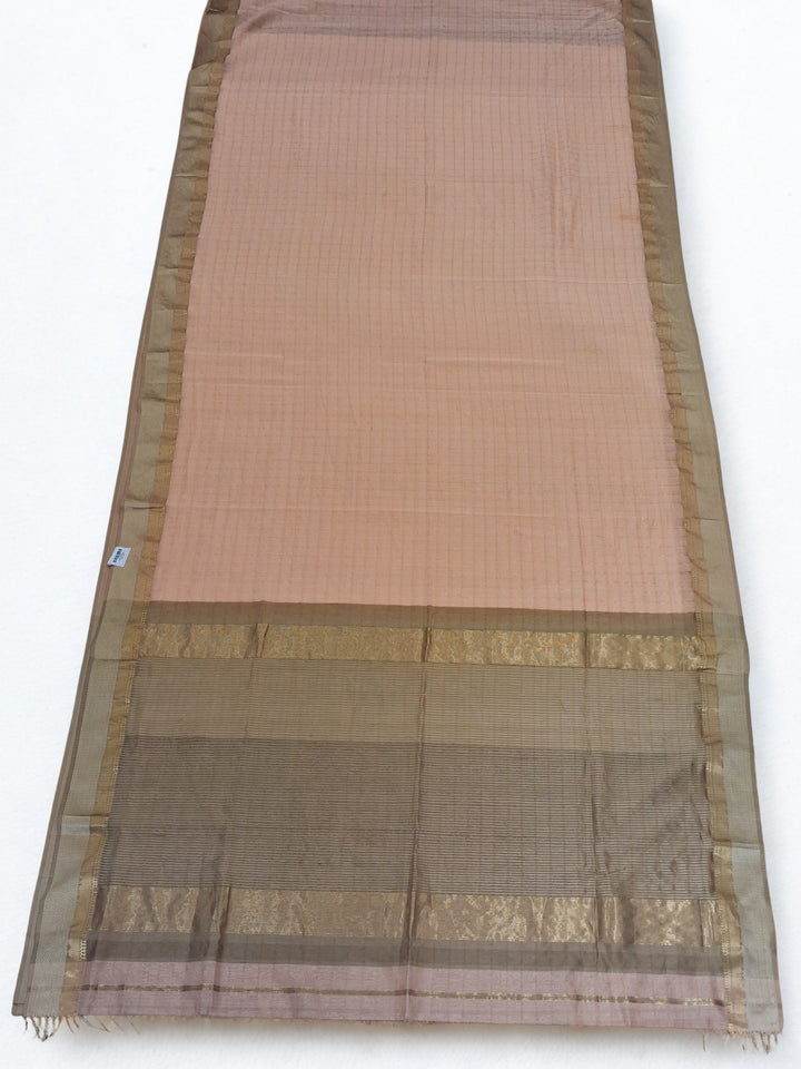 Peach checks maheshwari saree