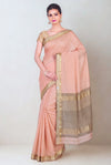 Peach checks maheshwari saree