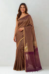 Chocolate Brown maheshwari saree