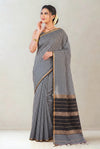 Black and white checks maheshwari saree