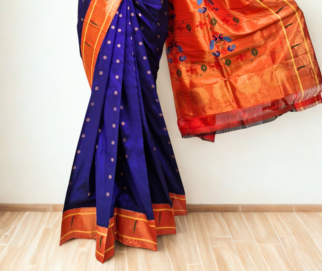 Navy Blue Paithani with Muniya Border