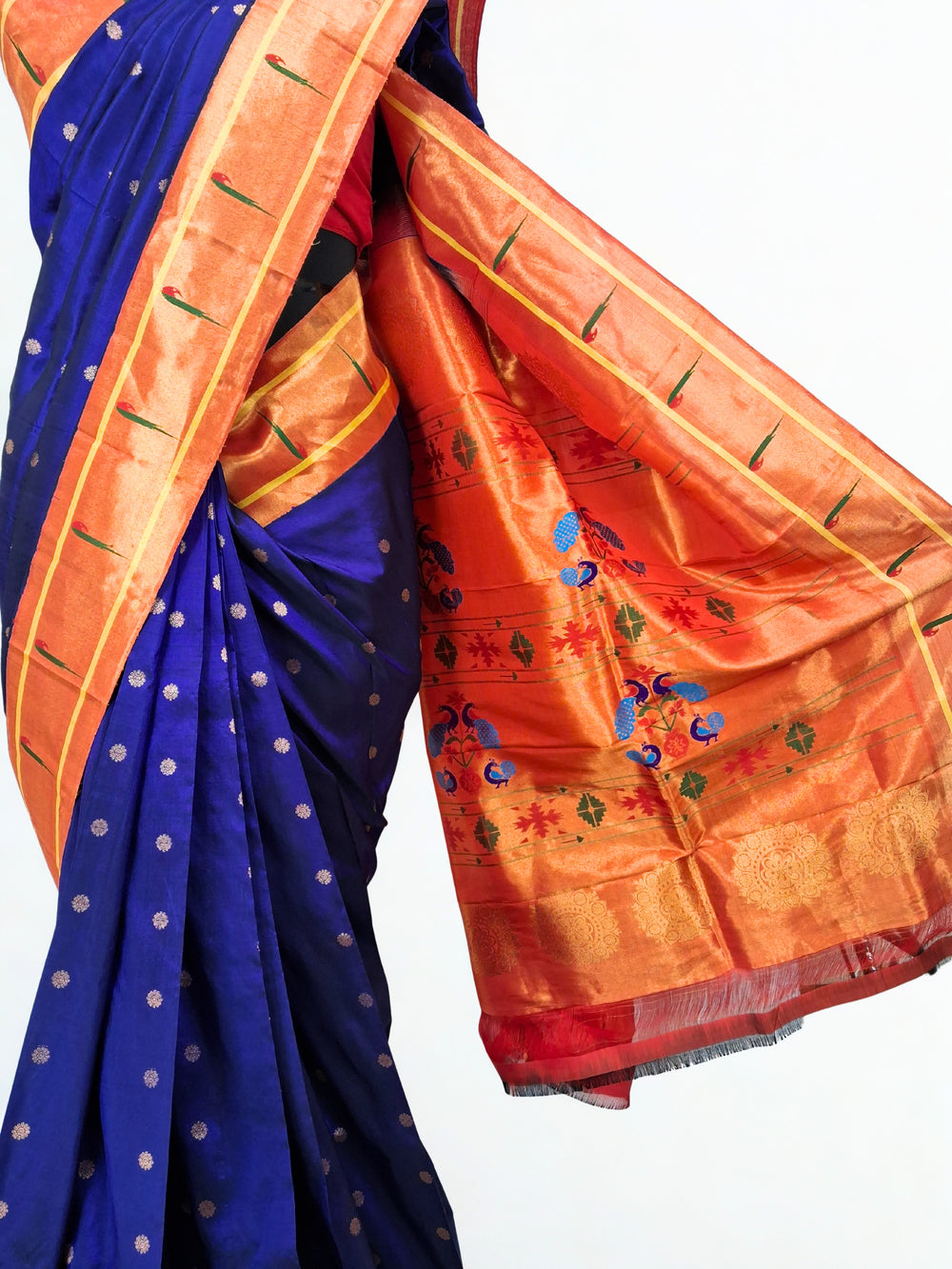 Navy Blue Paithani with Muniya Border