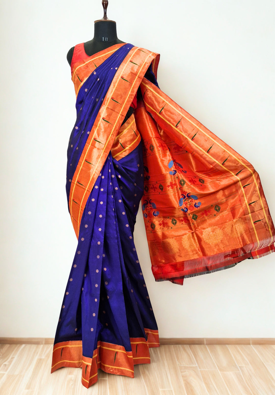 Navy Blue Paithani with Muniya Border