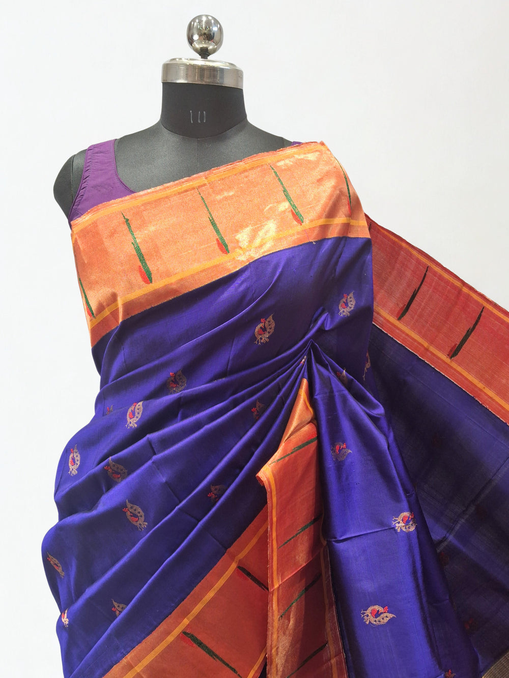 Royal Blue Paithani with Zari Border