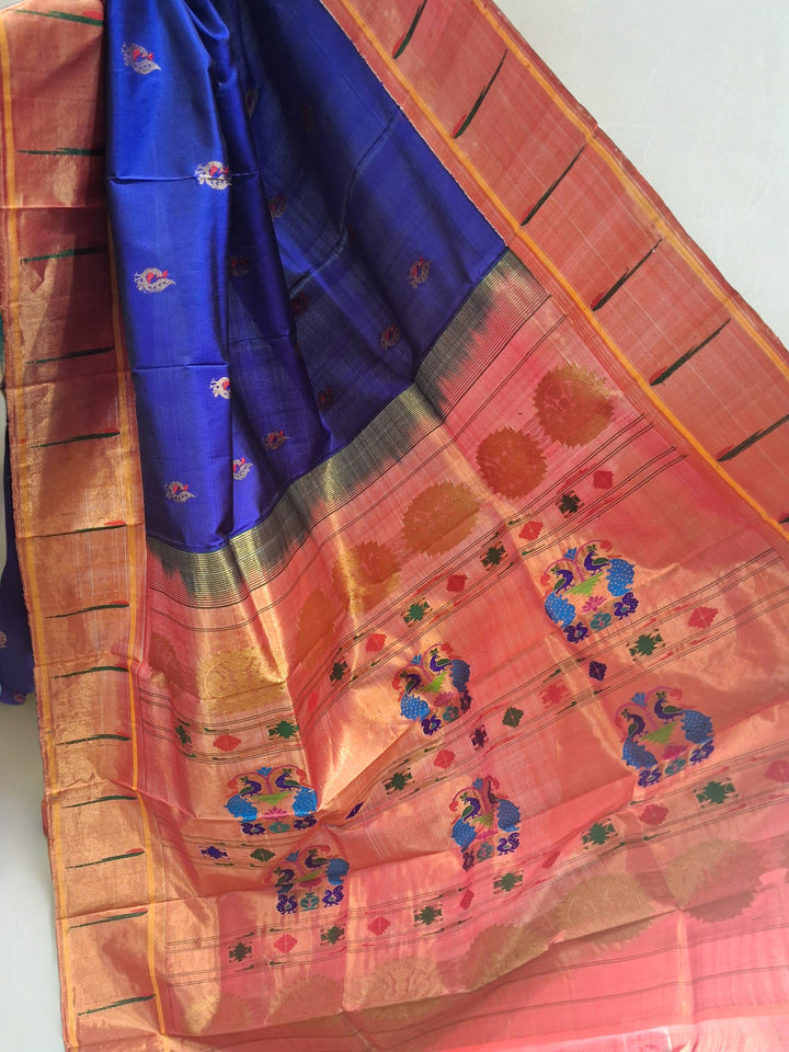 Royal Blue Paithani with Zari Border
