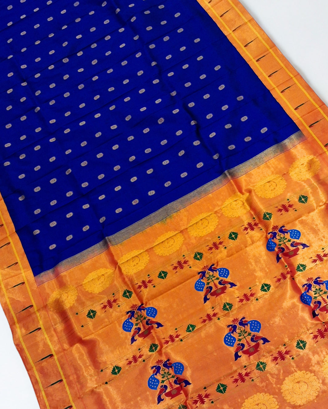 Royal blue muniya silk paithani saree
