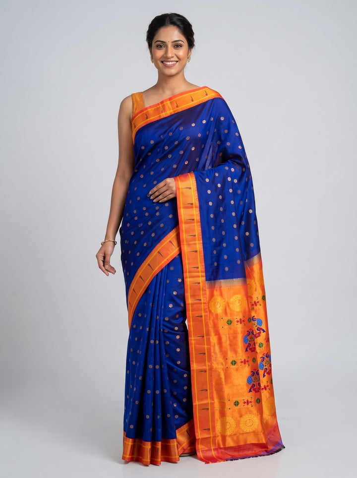 Royal Blue Silk Paithani Saree